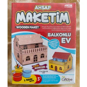 Ahşap Maketim Balkonlu Ev-Msarty
