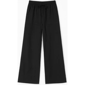 4629 Kadın Bol Paça Yüksek Bel Viskon Palazzo Pantolon Siyah