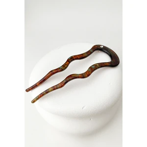 France-Handmade Tek Taşlı Kemik Saç Topuz Tokası (11 Cm)