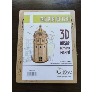 3D Ahşap Boyama Maketi Galata Kulesi- Msarty