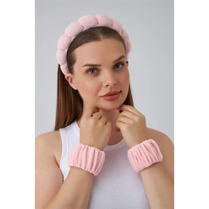 Havlu Kumaş Burgulu Bombeli Spa ve Makyaj Kadın Taç ve 2 Adet Bileklik Seti