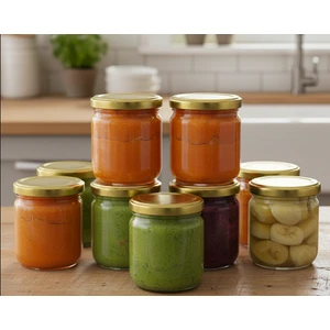 210 cc Cam Kavanoz 6'lı – Kapaklı,mama ,sos, Sağlam ve Şık Saklama Kabı