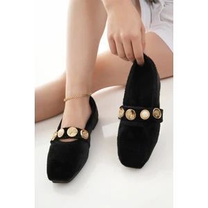 Kadın Babet Siyah Şık Ev Iş Ofis Günlük Ayakkabı