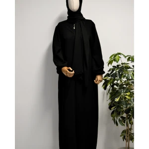 Kendinden Şallı Pamuklu Aerobin Kumaş Kadın Namaz Elbisesi / Ferace – 1-6 Beden Aralığı