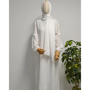 Kendinden Şallı Pamuklu Aerobin Kumaş Kadın Namaz Elbisesi / Ferace – 1-6 Beden Aralığı