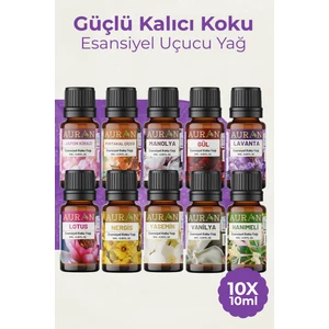 Çiçekler 10'lu Set Saf Esansiyel Uçucu Yağ Buhurdanlık Yağı Difüzör Esansı Aromaterap Ortam 10x 10ml