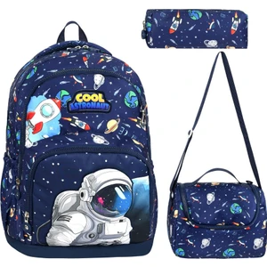 Ultra Lüks Erkek Çocuk Ortopedik Su Geçirmez Astronot İlkokul Çantası Termal Beslenme Ve Kalemlik