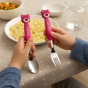 Cinnamoroll Silikon Saplı Çocuk Çatal Kaşık Takımı