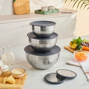 Kaia 9 Parça Rende Kapaklı Karıştırma ve Saklama Seti Çelik