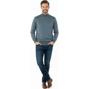 Erkek Kazak Balıkçı Yaka Yün Tarzı Dokuma Klasik Model Tam Kalıp