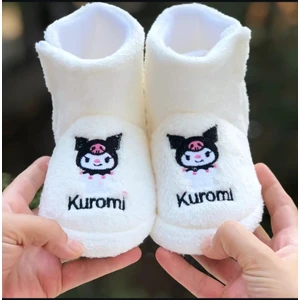 Kız Çocuk Kuromi Panduf Yandan Cırtlı Kaydırmaz Taban Anaokulu Kreş Ev Ayakkabısı