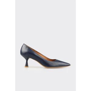 Lacivert Deri Kadın Stiletto