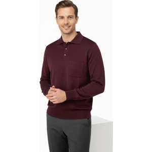 Erkek Kışlık Düz Renk Rahat Kesim Cepli Gömlek Yaka Ince Yün Kazak