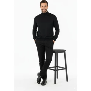 Erkek Kazak Balıkçı Yaka Yün Tarzı Dokuma Klasik Model Tam Kalıp