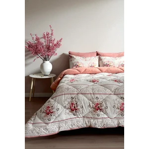 Alla Turca Çift Kişilik 4 Yastık Kılıflı Çift Taraflı Desenli Uyku Seti-Kanaviçe Pudra