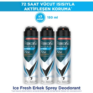 Men Erkek Sprey Deodorant Invisible Ice Fresh 150 ml x3