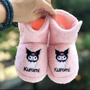 Kız Çocuk Kuromi Panduf Yandan Cırtlı Kaydırmaz Taban Anaokulu Kreş Ev Ayakkabısı