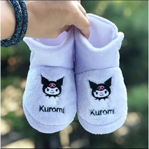 Kız Çocuk Kuromi Panduf Yandan Cırtlı Kaydırmaz Taban Anaokulu Kreş Ev Ayakkabısı