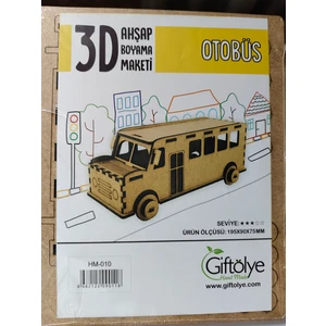 3D Ahşap Boyama Maketi Otobüs-Msarty