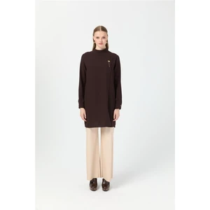 Pili Detaylı Tunik  Kahve