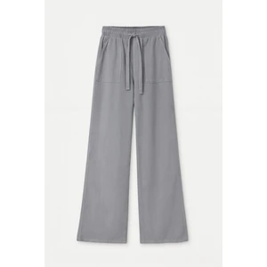 4629 Kadın Bol Paça Yüksek Bel Viskon Palazzo Pantolon Antik Gri