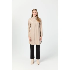 Içi Nubuk Kaplı Deri Ceket Mont  Bej