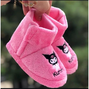 Kız Çocuk Kuromi Panduf Yandan Cırtlı Kaydırmaz Taban Anaokulu Kreş Ev Ayakkabısı
