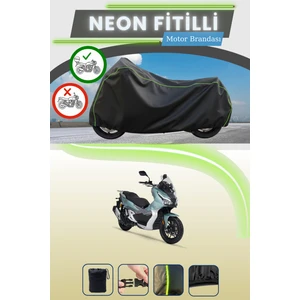 Cemku Shine Siyah Arka Çanta Uyumlu Neon Fitilli Rks Freccia 150 Uyumlu Motor Brandası