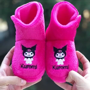Kız Çocuk Kuromi Panduf Yandan Cırtlı Kaydırmaz Taban Anaokulu Kreş Ev Ayakkabısı