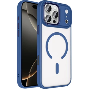 Case 4u Apple iPhone 17 Pro Max Kılıf Wireless Şarj Özellikli Krom M-Safe Silikon Kapak Lacivert