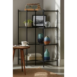 Astana Köşe Kitaplık - Siyah - Füme Cam