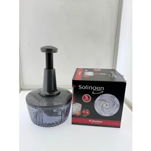 3 Bıçaklı Paslanmaz Çelik Basmalı El Rondosu Sebze Meyve Doğrayıcı Çift Renk Gri-Siyah