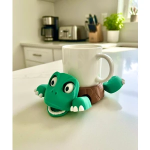 Sevimli Kaplumbağa Bardak Altlığı – Hareketli ve Eğlenceli Kupa Altlığı (Kahverengi)