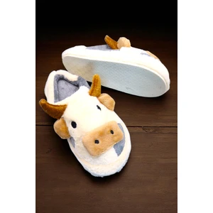 Hfky Kadın Inek Figürlü Ev Terliği. Içi Pelüş Detaylı Terlik.