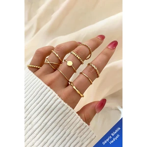 10'lu Kombin Gold Yüzük Set
