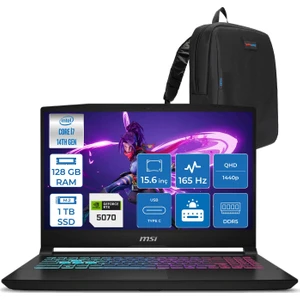 Msı Katana 15 Hx Intel Core I7 14650HX 128GB Ddr5 1tb SSD Freedos RTX5070 8gb Gddr7 115W 15.6" 2k QHD(2560X1440) 165HZ Gaming Laptop B14WGK068XTRF43 + Zetta Çanta