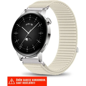 Huawei Watch Gt / Gt2 / Gt3 Elegant 42MM Uyumlu Hasır Örgü Spor Cırtlı Naylon Kordon 20MM