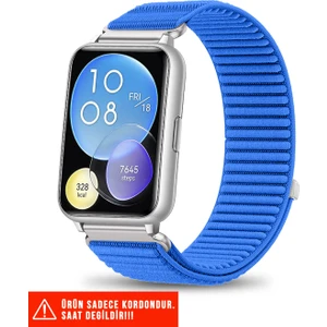 Huawei Watch Fit 2 Uyumlu Hasır Örgü Spor Cırtlı Pratik Naylon Kordon 20MM