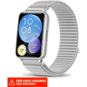 Huawei Watch Fit 2 Uyumlu Hasır Örgü Spor Cırtlı Pratik Naylon Kordon 20MM