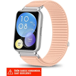 Huawei Watch Fit 2 Uyumlu Hasır Örgü Spor Cırtlı Pratik Naylon Kordon 20MM