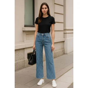 Nd Jeans- Palazzo Baklava Taşlı Kot Pantolon