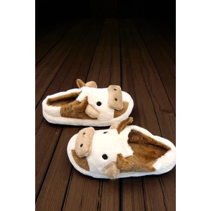 Hfky Kadın Inek Figürlü Ev Terliği. Içi Pelüş Detaylı Terlik.