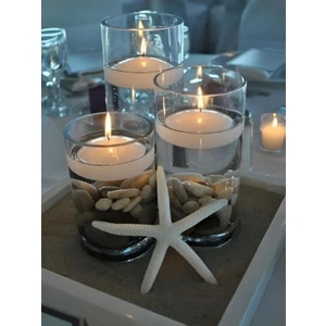 3'lü Büyük Yüzen Mum Beyaz