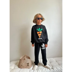 Sacro Kids Havuç Baskılı Sweatshirt-Eşofman Altı Mevsimlik Erkek Çocuk Takım