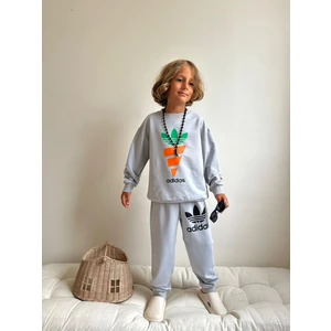 Sacro Kids Havuç Baskılı Sweatshirt-Eşofman Altı Mevsimlik Erkek Çocuk Takım