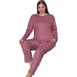 Lusso Notte Interlok Kışlık Büyük Beden Kadın Pijama Takımı 3xl/5xl