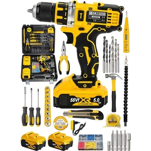 Alman Technology 56 V 5 Ah Darbeli Çift Akülü Şarjlı Vidalama Matkap 32 Parça Hobi Set