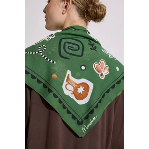 Desenli Pamuklu Şal Lıberty Yeşil