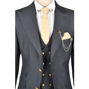 Sivri Yaka Slim Fit 3lü Takım Elbise 2300244