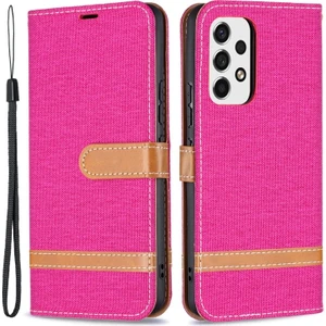 Samsung Galaxy A53 5G İle Uyumlu Renkli Deri Telefon Kılıfı - Pembe (Yurt Dışından)